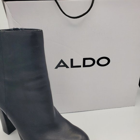 Aldo Tealith Black Leather Heel Ankle Boots size 8.5 - Picture 11 of 12